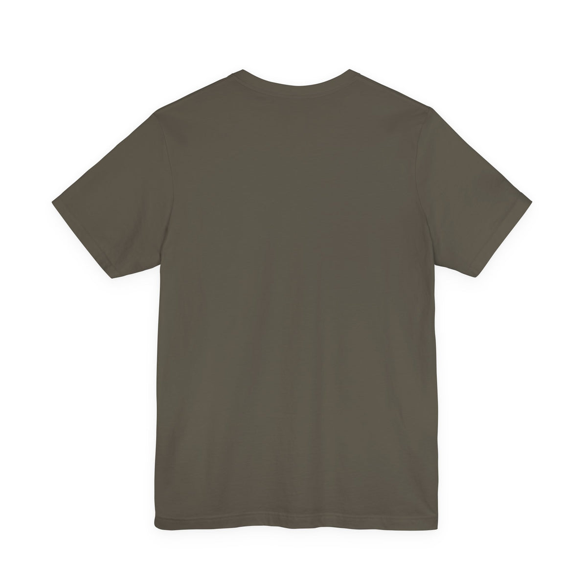 Back of Where Kings Must Kneel T-Shirt in Army, showing the unprinted back.