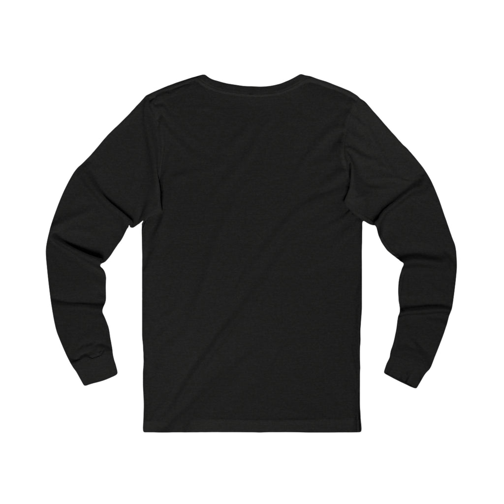 Back of What Cannot Be Taken Long Sleeve T-Shirt in Black Heather, showing the unprinted back and long sleeves.