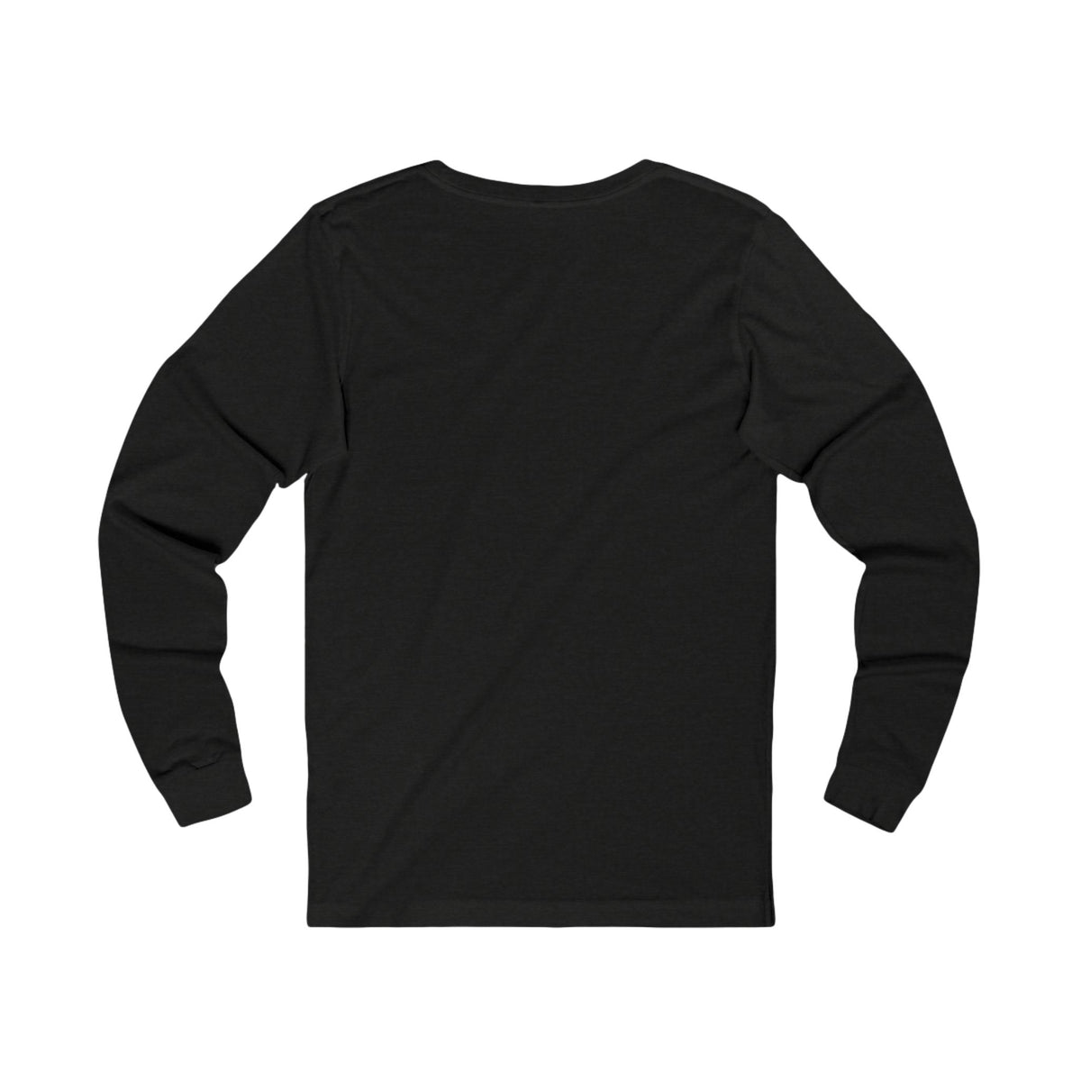 Back of What Cannot Be Taken Long Sleeve T-Shirt in Black Heather, showing the unprinted back and long sleeves.