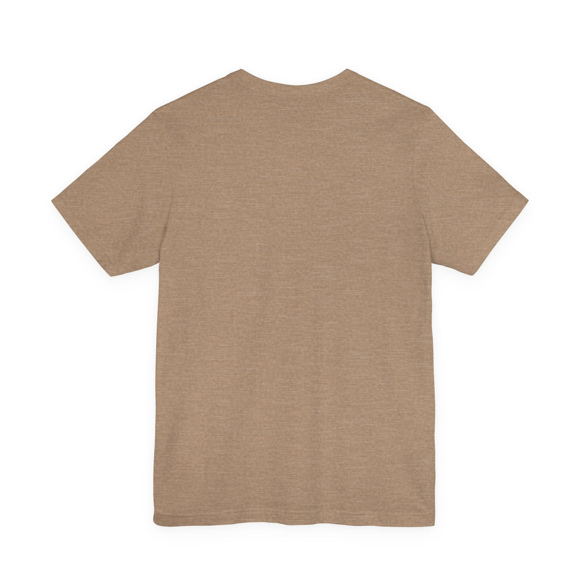 Back of The Eternal Accord T-Shirt in Heather Tan, showing the unprinted back.