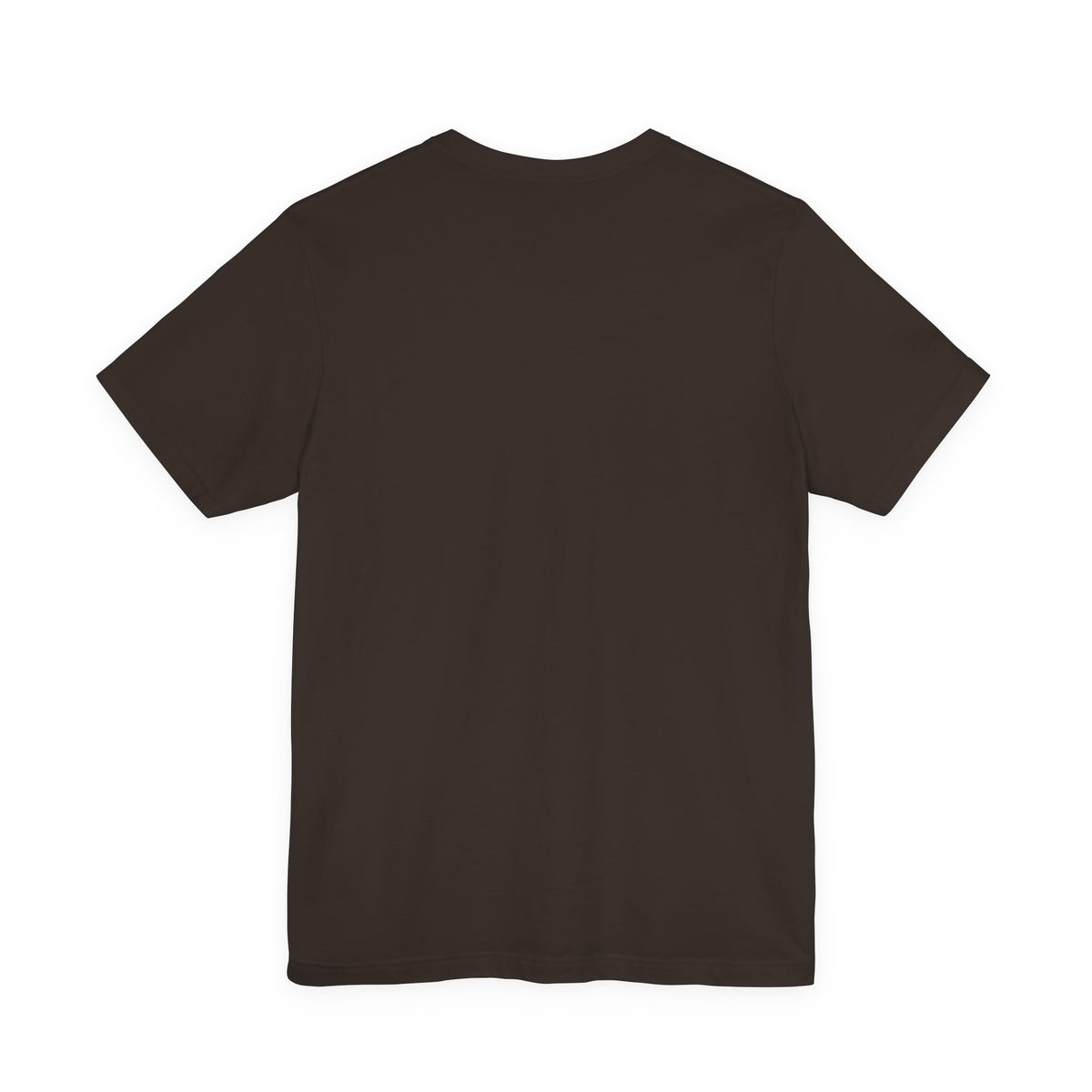 Back of The Shape of a Rumor T-Shirt in Brown, showing the unprinted back.