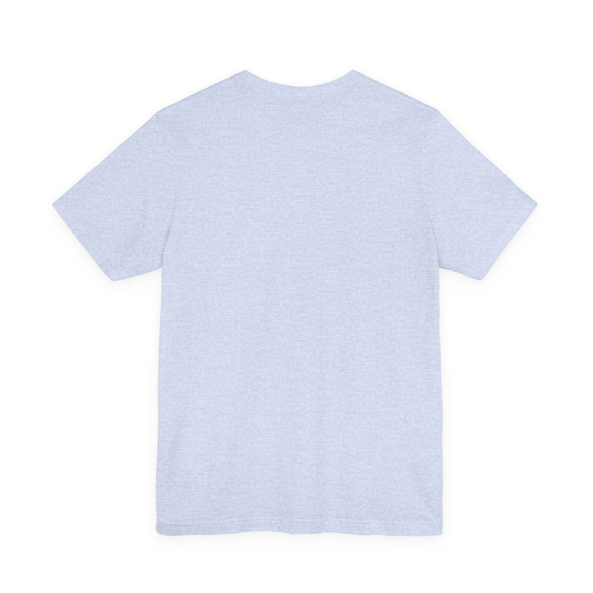 Back of The Refusal to End T-Shirt in Heather Prism Blue, showing the unprinted back.